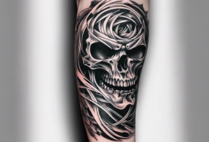 extreme fragmented twisted bone anger pain on arm tattoo idea