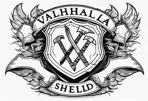 Valhalla shield  sword axe tattoo idea