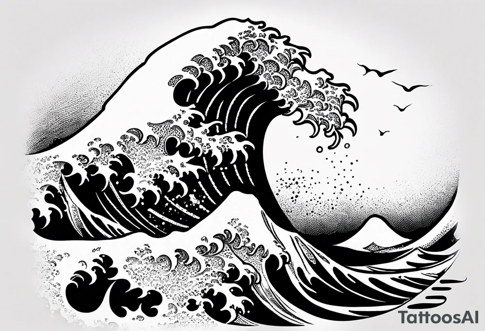 wave  "come what may" written underneath in cursive outside forearm not an oval tattoo idea