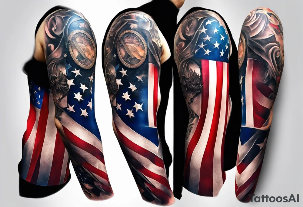 american flag leg sleeve tattoo idea