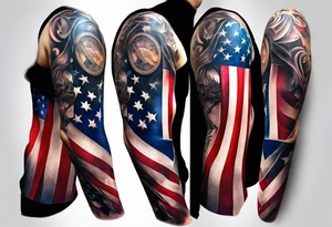 american flag leg sleeve tattoo idea