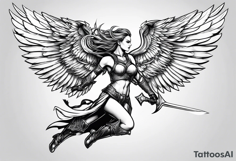 a Valkyrie in flight tattoo idea
