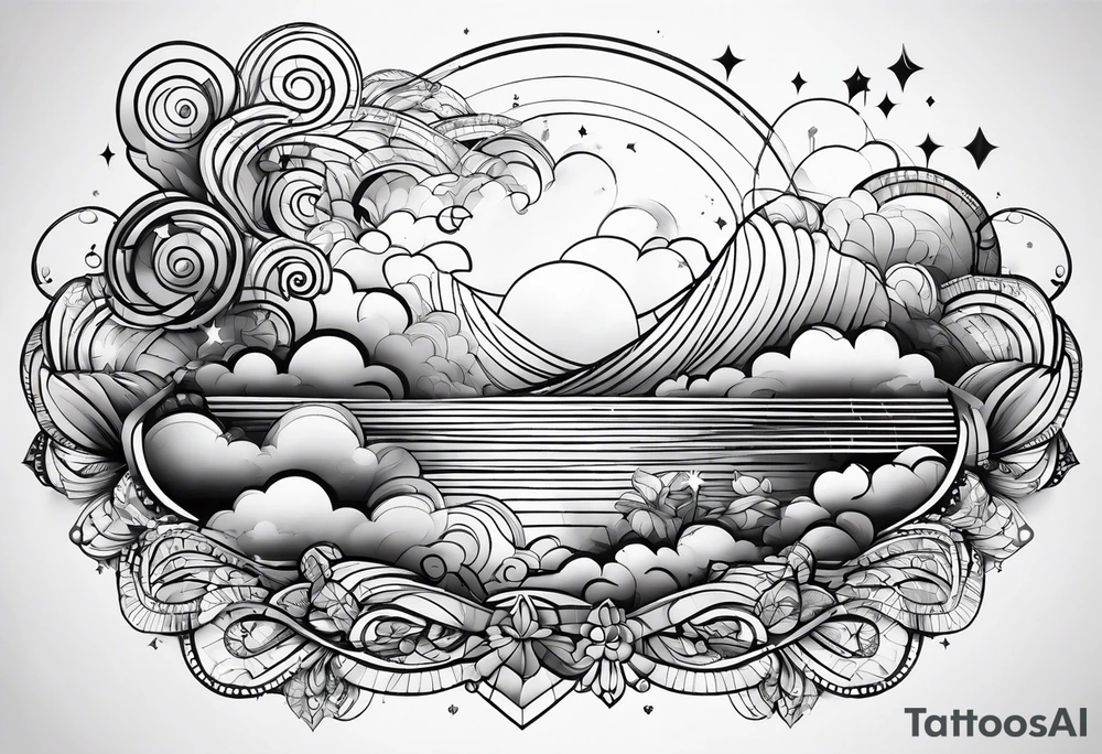 Geometric Abstract cloud shapes tattoo idea