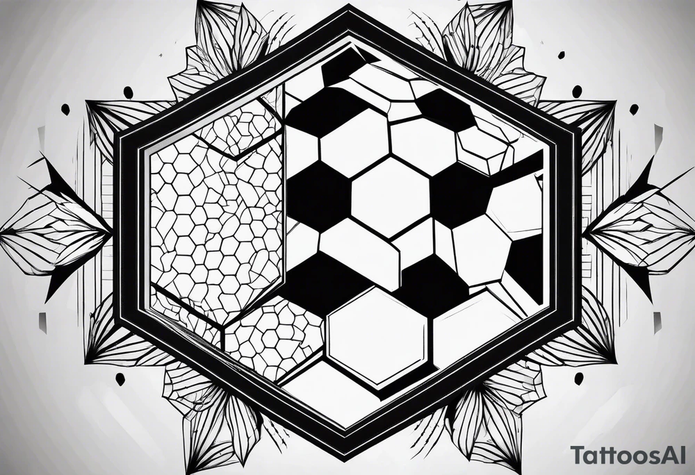 black plain big hexagons without texture tattoo idea