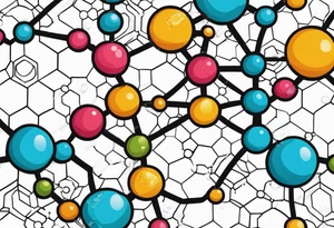 serotonin molecule with its atoms and bonds tattoo idea