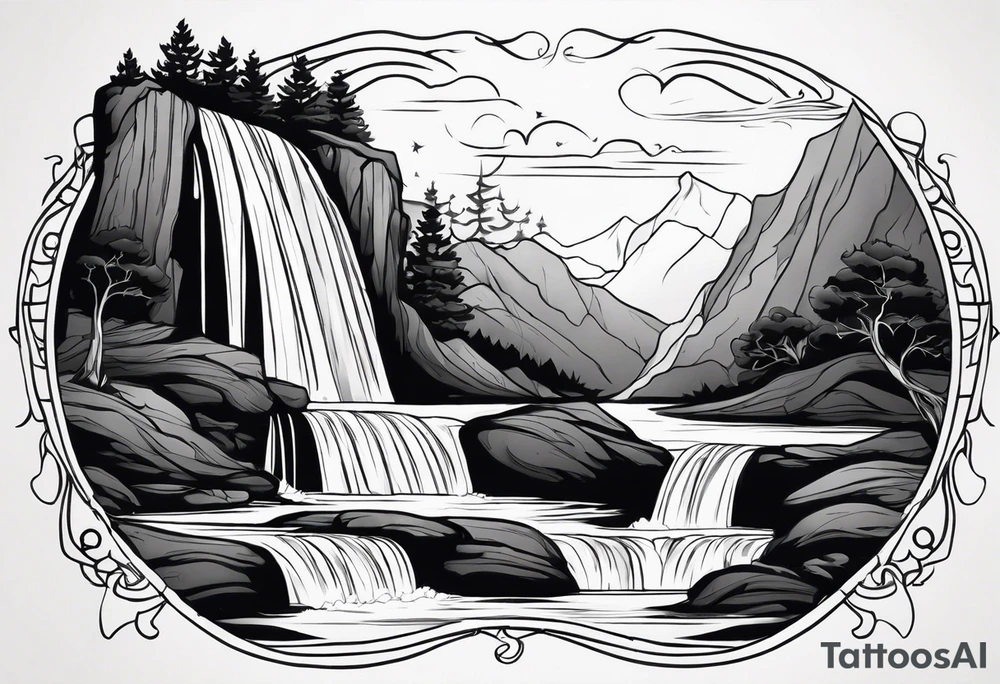 Flowing Waterfall tattoo idea
