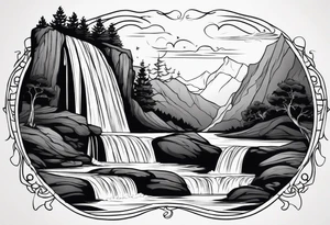 Flowing Waterfall tattoo idea