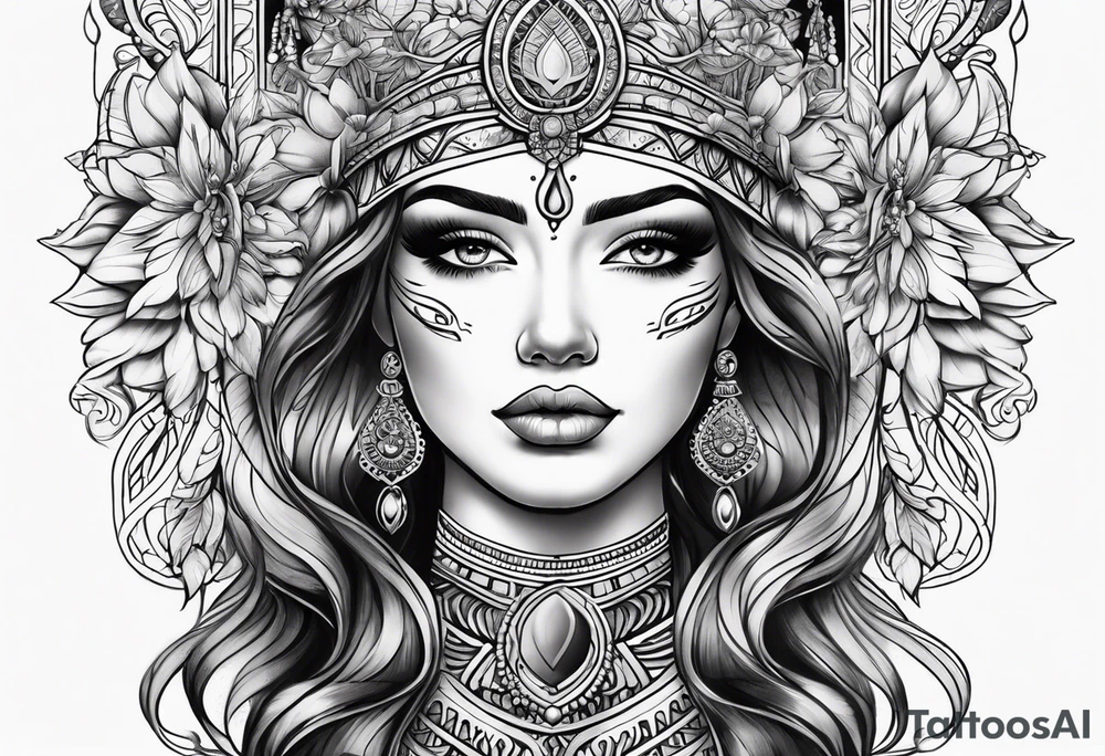 Goddess face tattoo idea