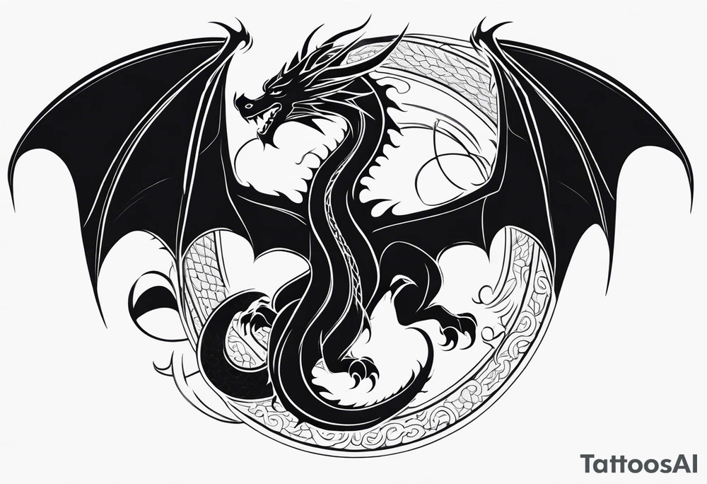 Dragon flying  tattoo in back tattoo idea