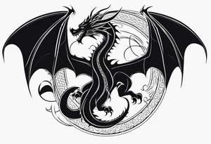 Dragon flying  tattoo in back tattoo idea