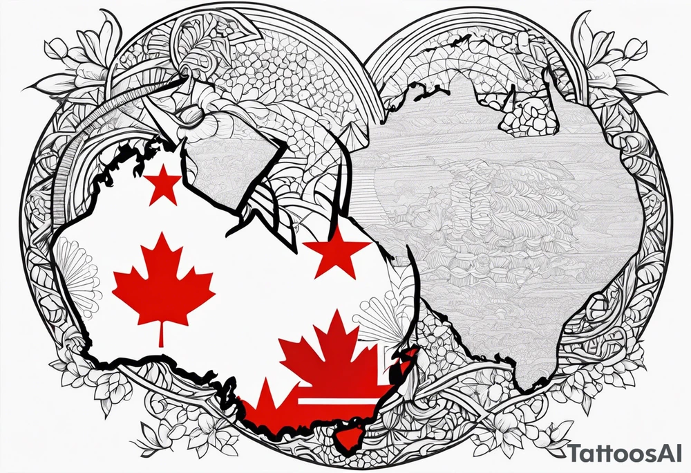 Australia and Canada long distance relationship tattoo idea