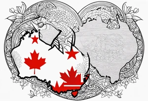 Australia and Canada long distance relationship tattoo idea