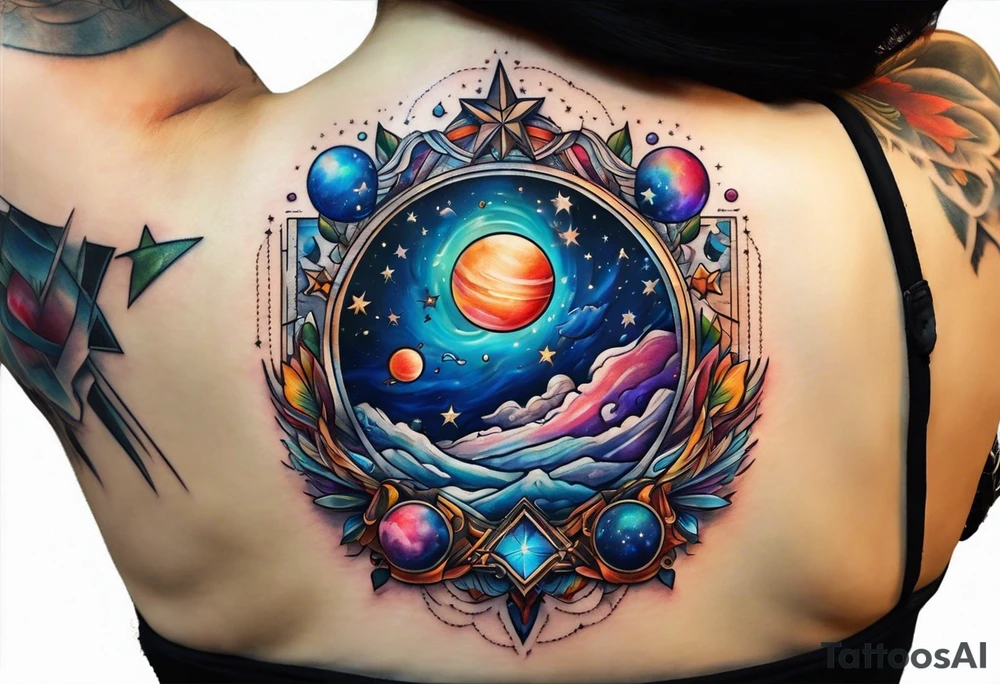 3 stars space art tattoo with deep meaning of happy future and hope tattoo idea