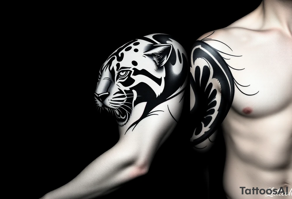 Improvise some design around a black panther tattoo idea