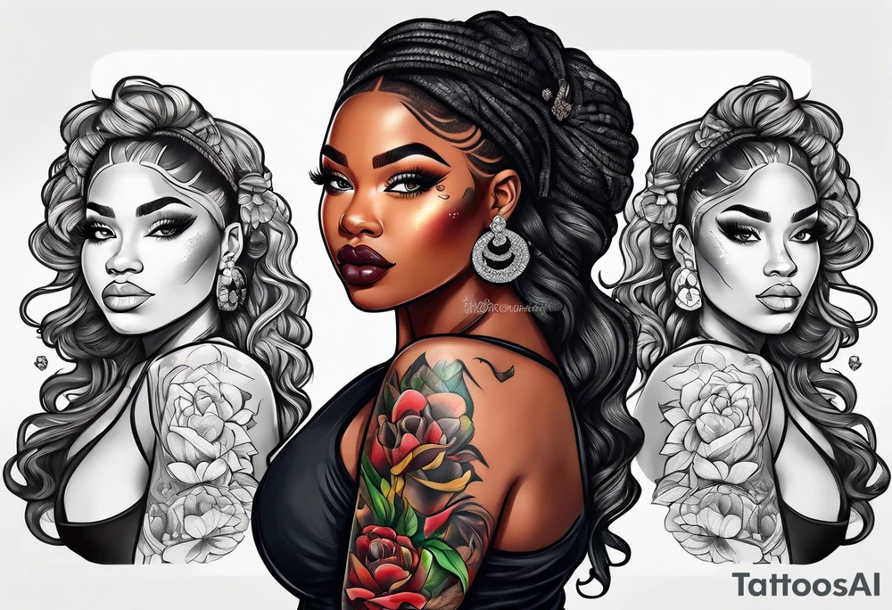 Thick black girl full body tattoo idea