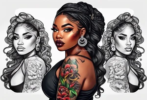 Thick black girl full body tattoo idea