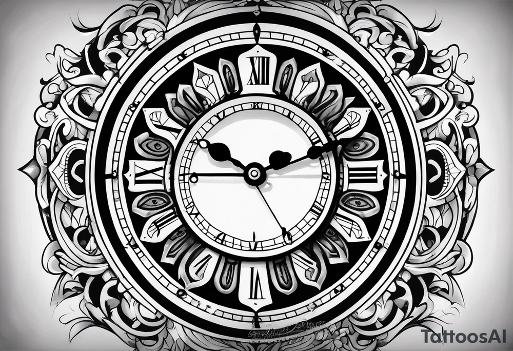 old school clock face deconstructed tattoo idea