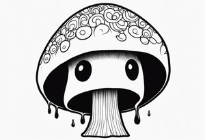 No face, mushroom, cartoon style tattoo idea