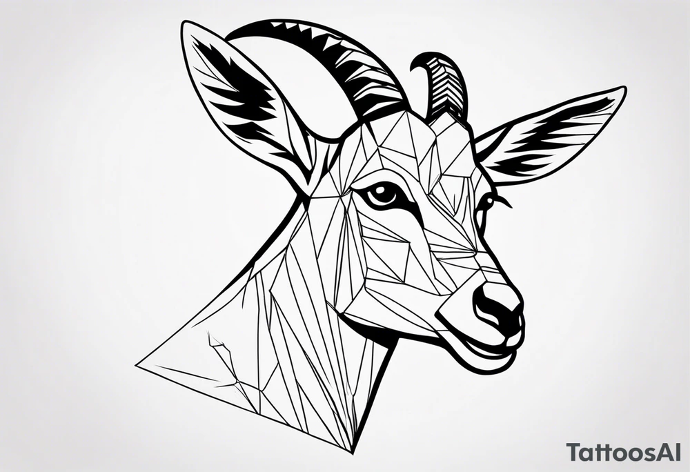 Shoulder/chest tattoo that is Half Goat, Half Kangaroo with a clear distinction of both tattoo idea