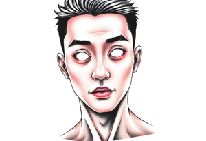 Handsome Asian young guy with white eyes tattoo idea
