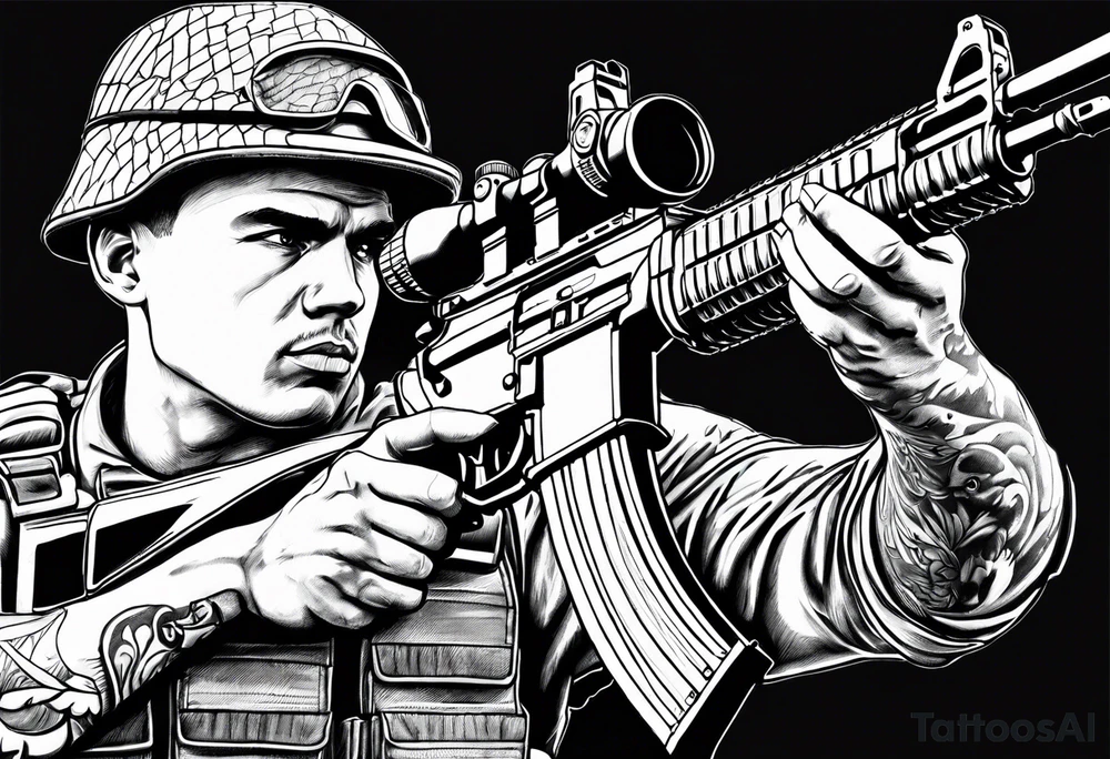 Soldier with a riffle tattoo idea