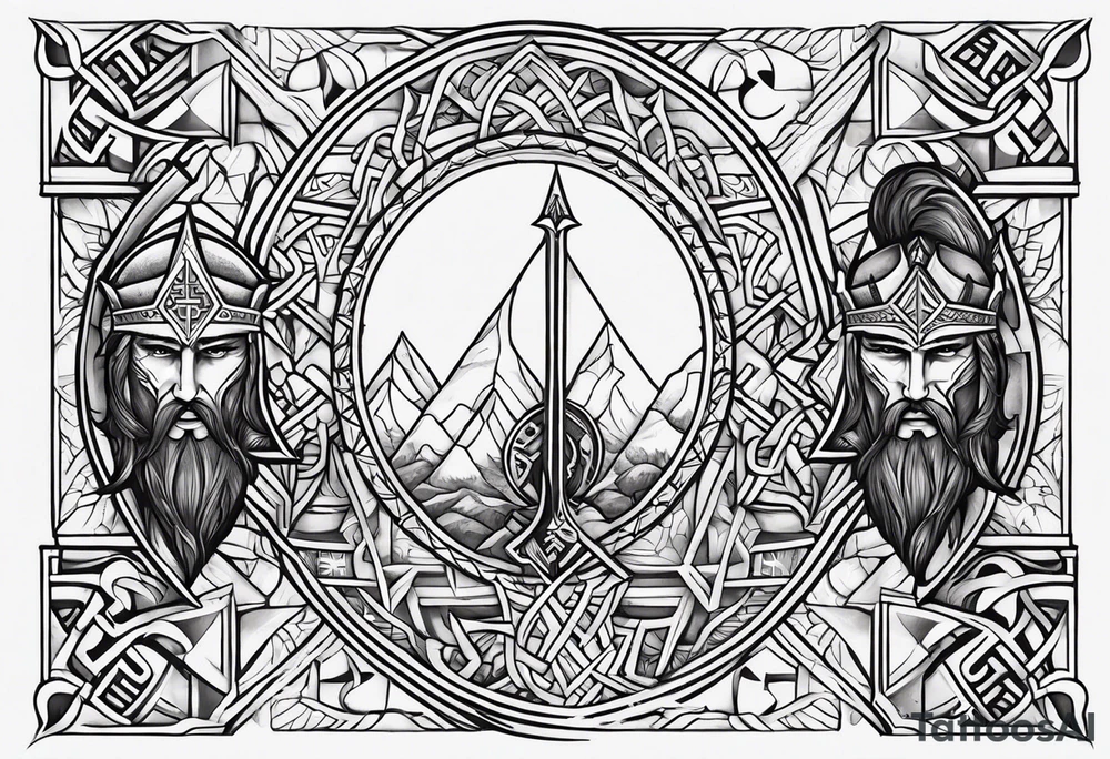 You need to make a Tattoo with significant of brotherhood in the mitology of the warriors of new zeland or Vikings and minimalist tattoo idea