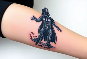 Darth Vader skateboarding > bullets > in loving memory > colors
add words "Darth Carter" to skateboard
add date 12/29/88-01/06/24 tattoo idea