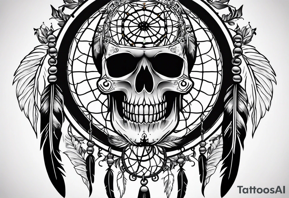 Dream catcher with skulls tattoo idea