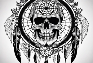 Dream catcher with skulls tattoo idea
