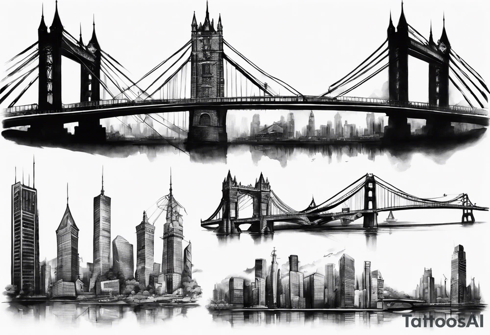 a short bridge linking the top floor of two modern towers together tattoo idea