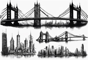 a short bridge linking the top floor of two modern towers together tattoo idea