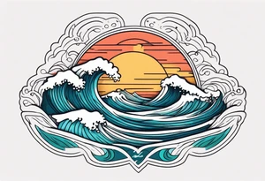 ocean waves tattoo vintage traditional simple and bold colors
within borders tattoo idea
