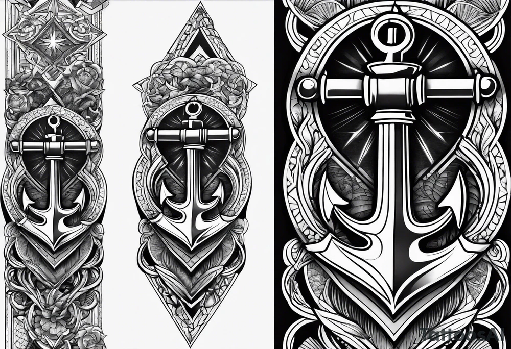 Anchor leg sleeve male tattoo idea