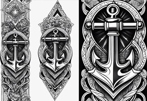 Anchor leg sleeve male tattoo idea