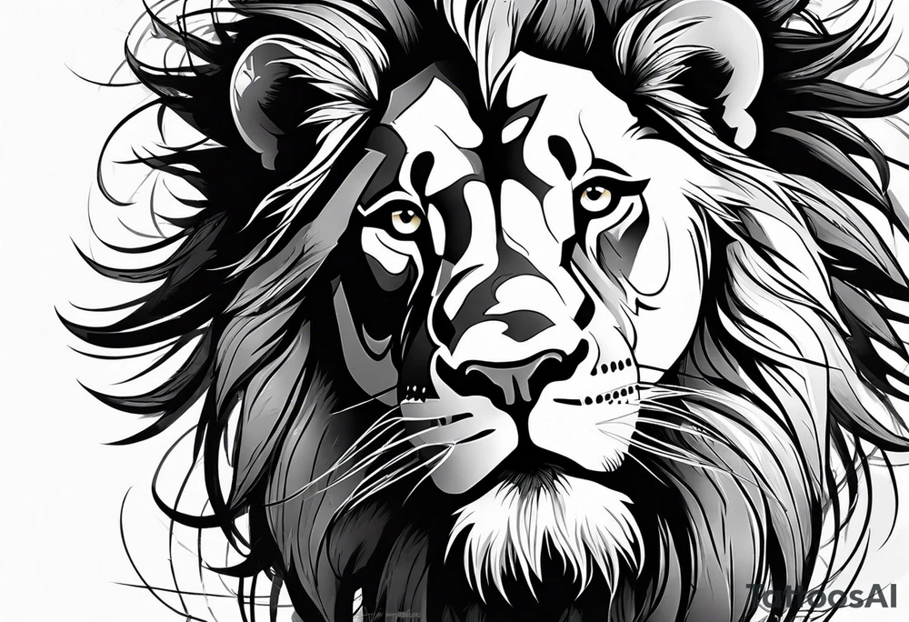 Lion face on an angle tattoo idea