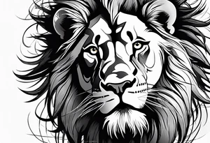 Lion face on an angle tattoo idea
