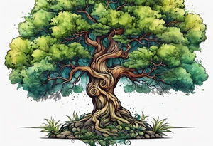a tall skinny tree with deep roots tattoo idea