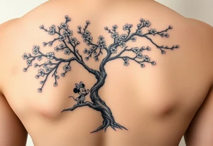 Cherry blossom tree wirh disney characters coming out tattoo idea