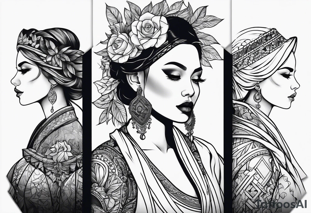 drei frauen tattoo idea