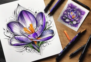crocus flower design tattoo idea