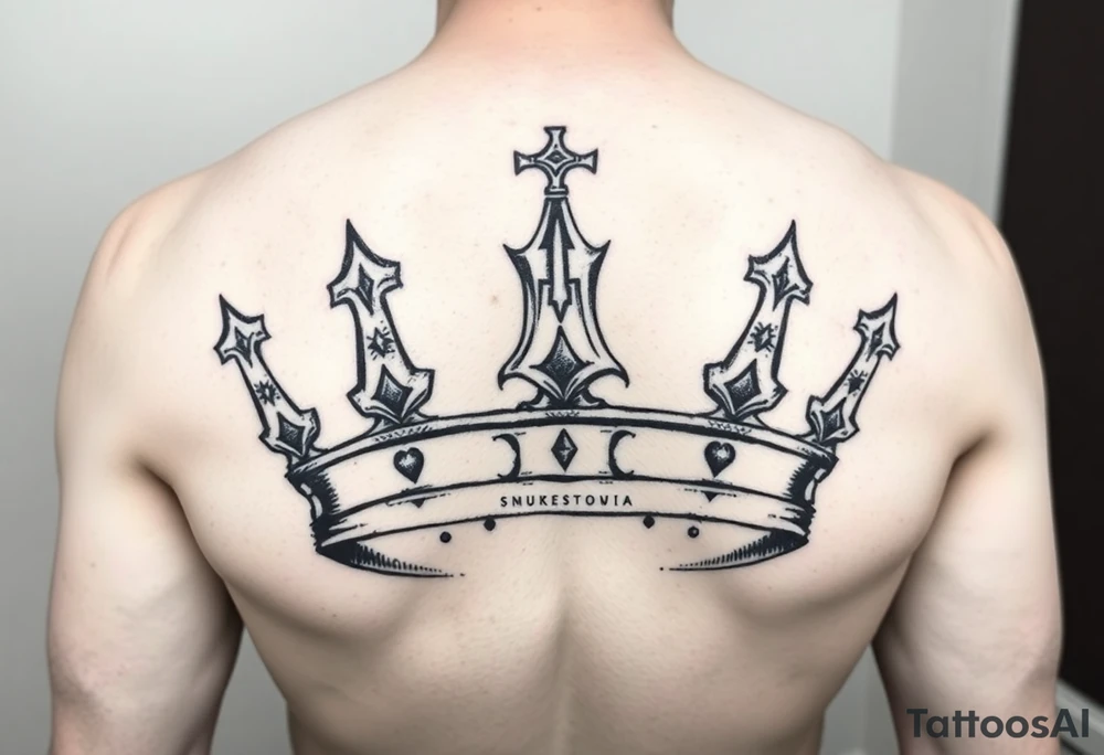 Crown no more pain strength tattoo idea