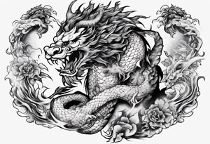 Dragón with a lion tattoo idea