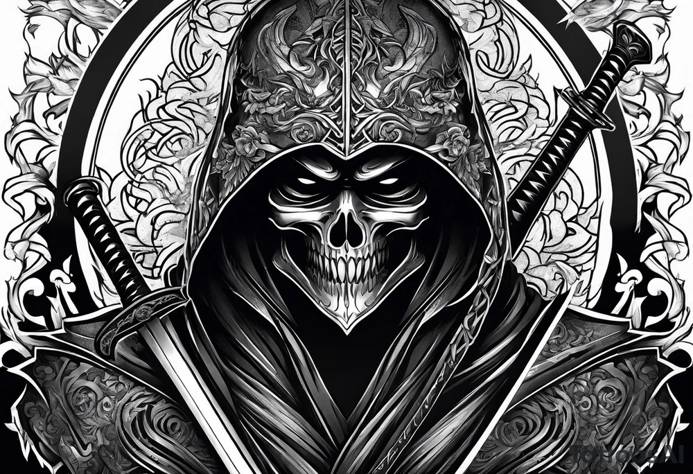 Katana and grim reaper tattoo idea