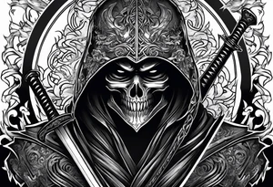Katana and grim reaper tattoo idea
