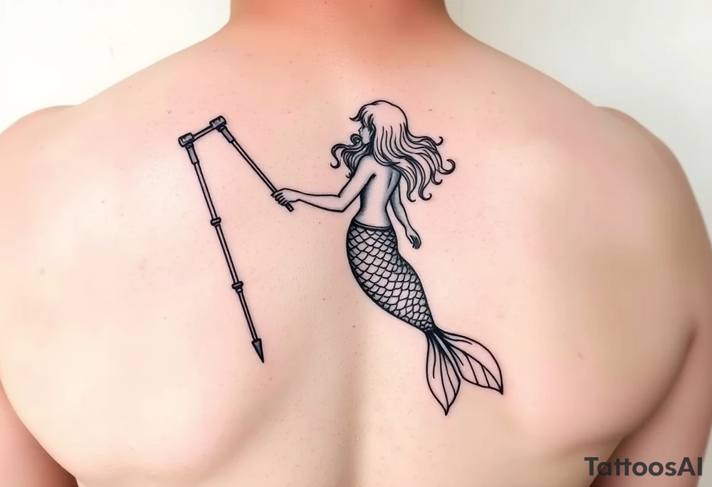 Mermaid with crutches tail tattoo idea