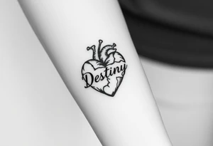 broken heart with destiny’s name tattoo idea