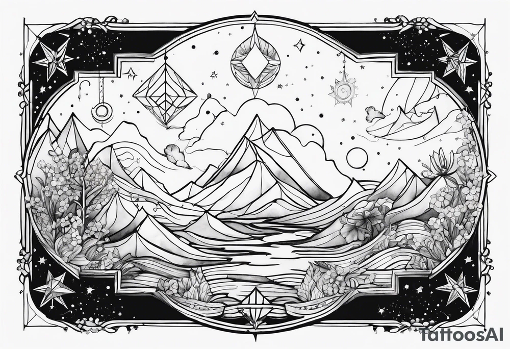 Aquarius geometric constellation calm tattoo idea