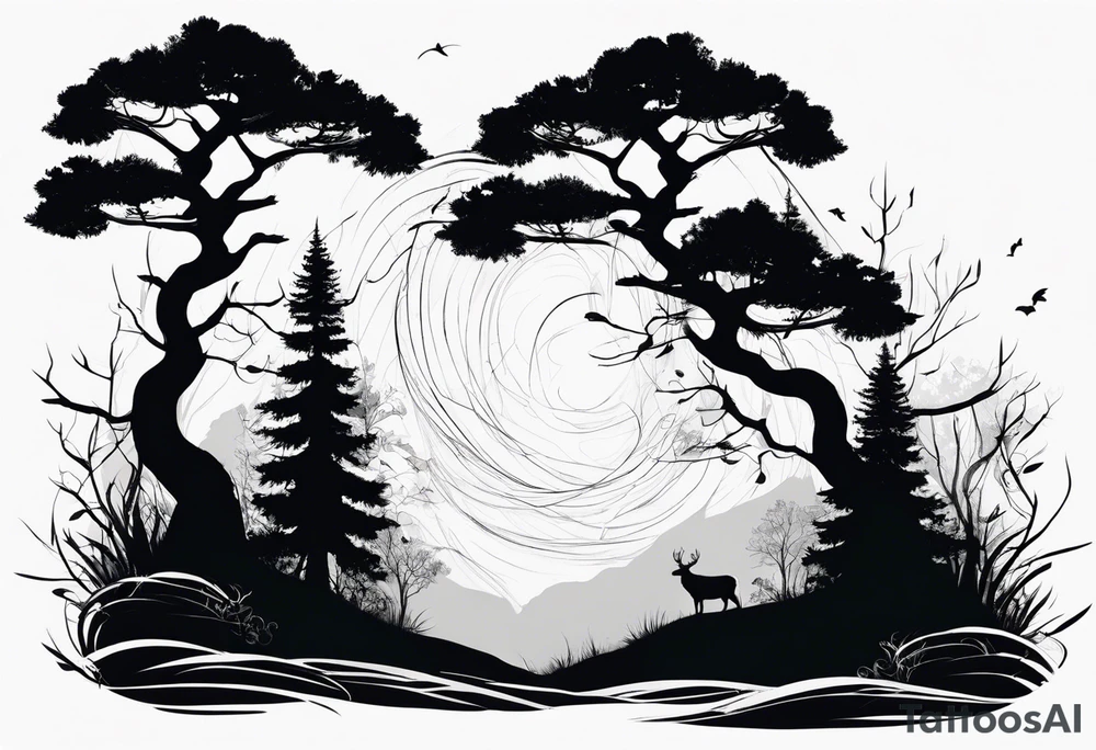 Bäume silhouette tattoo idea