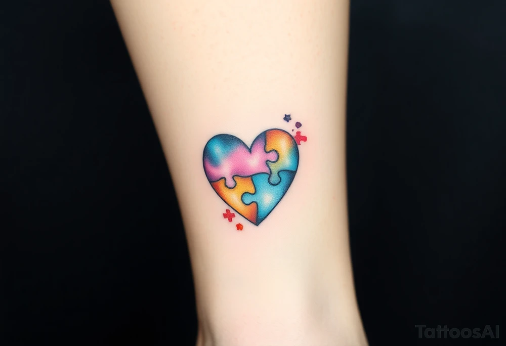 autism heart puzzle shape symbol tattoo idea