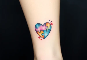 autism heart puzzle shape symbol tattoo idea